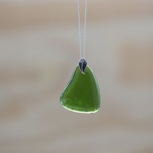 Wine Glass Necklace Silver Leaf Nature Alcohol Unique Gift Jewelry Seaglass